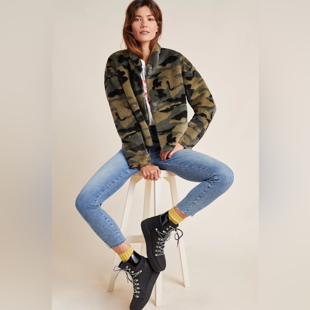 Anthropologie NVLT Vincenza Camo Faux Fur Jacket - Picture 5 of 12